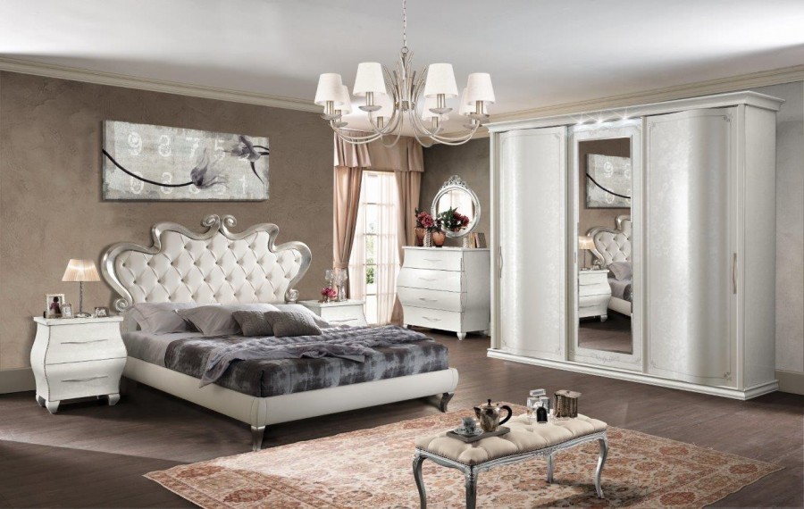 Camera da letto classica Produzione artigianale Modello Afrodite Bianco