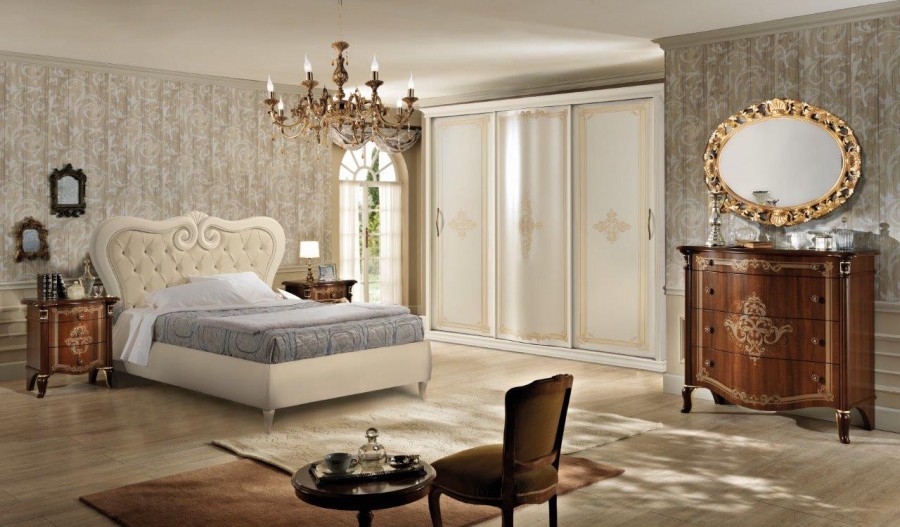 Camera da letto classica Produzione artigianale Modello Peonia Flora