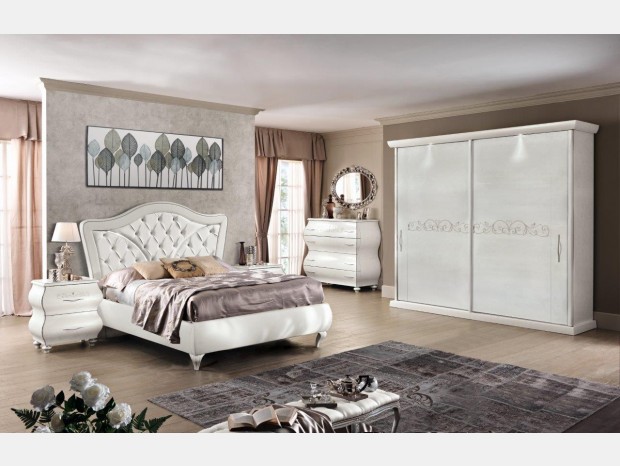 Camera da letto classica Produzione artigianale Modello Venere Bianca