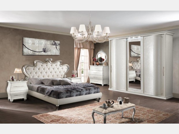Camera da letto classica Produzione artigianale Modello Afrodite Bianco