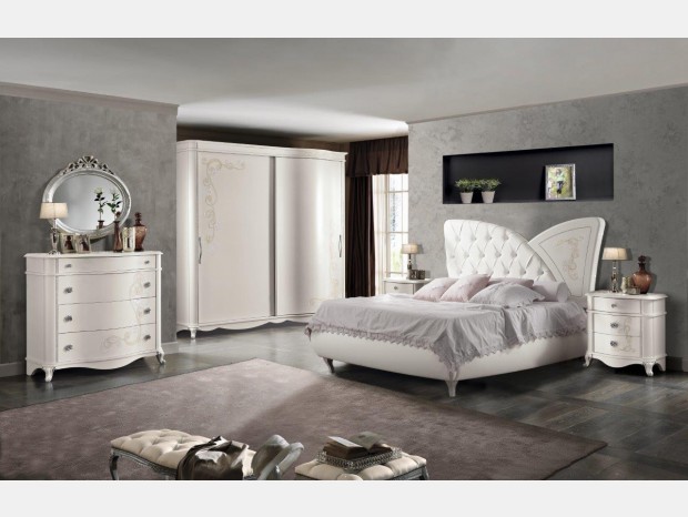 Camera da letto classica Produzione artigianale Modello Clizia Bianco