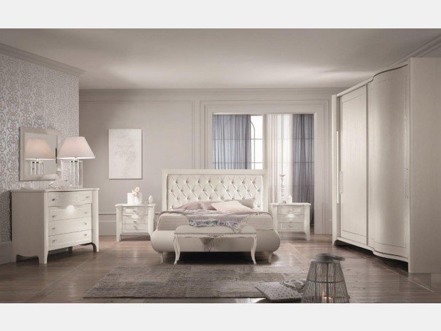Camera da letto classica Produzione artigianale Modello Ambra frassino bianco