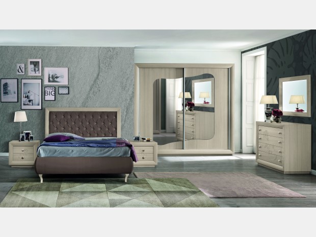 Camera da letto classica Produzione artigianale Modello Louise Tortora Specchio