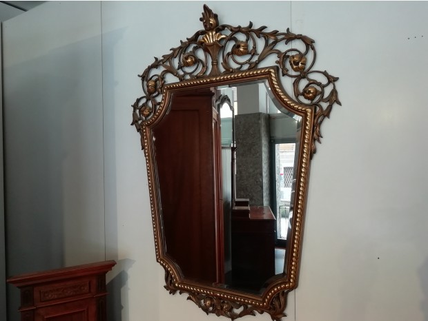 Specchio classico Produzione artigianale Foglie dorate